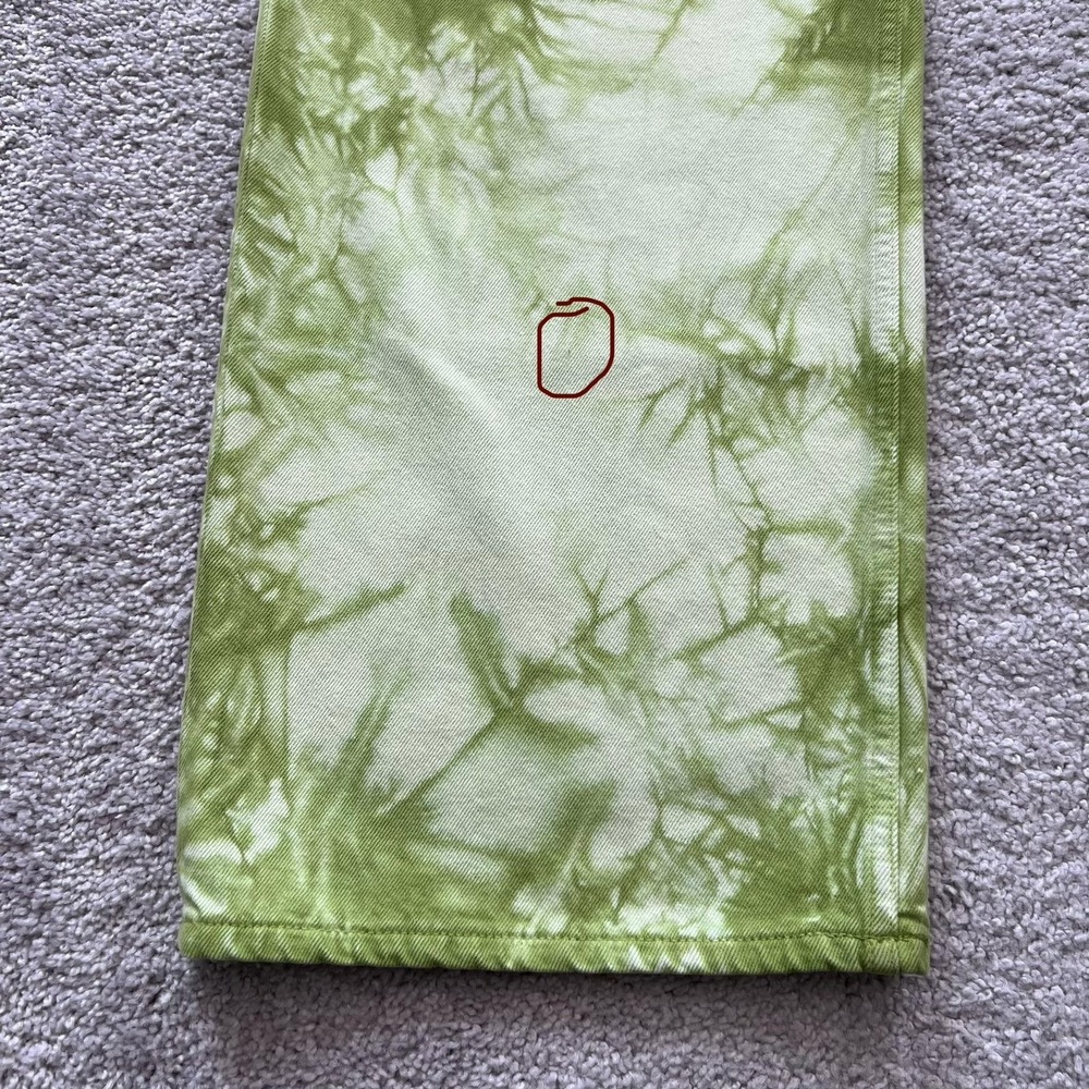 Wandler Magnolia Wide Leg Jeans Womens 31 Green High Rise Made Italy Tie Dye - Picture 4 of 16